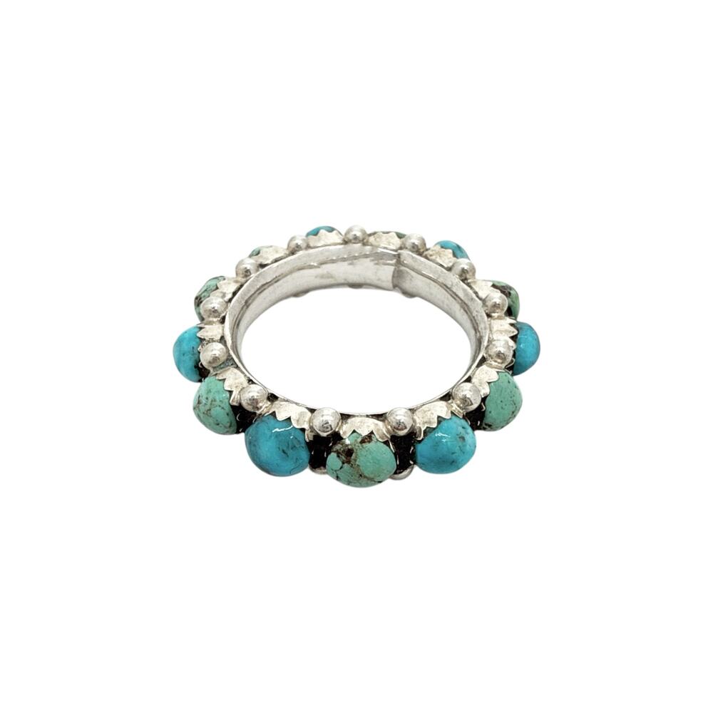 Turquoise Bead Silver Stackable Ring - Picture 5 of 8